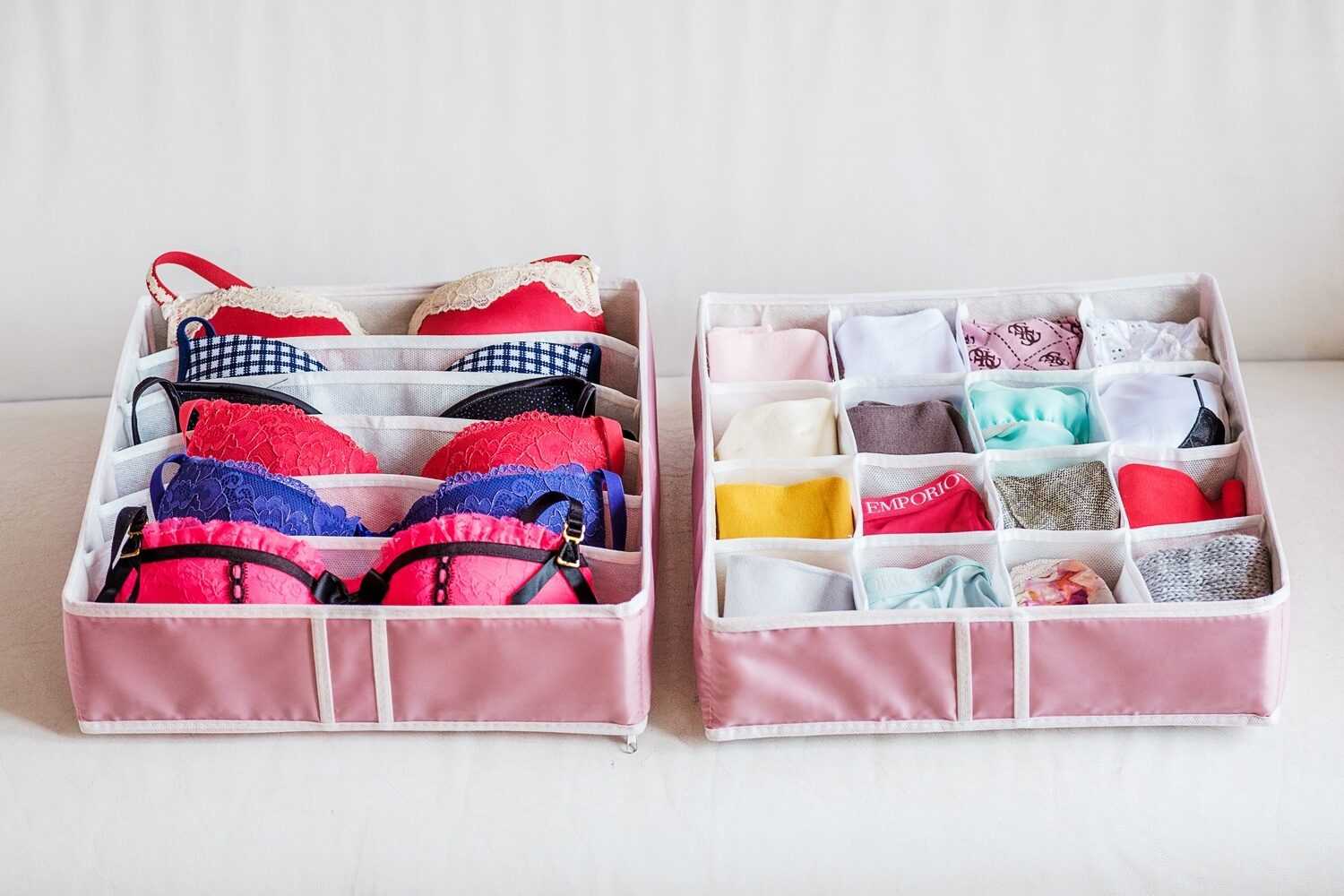 Как хранить носки и нижнее белье в шкафу, хранение бюстгальтеров и колготок в гардеробе, как складывать белье
