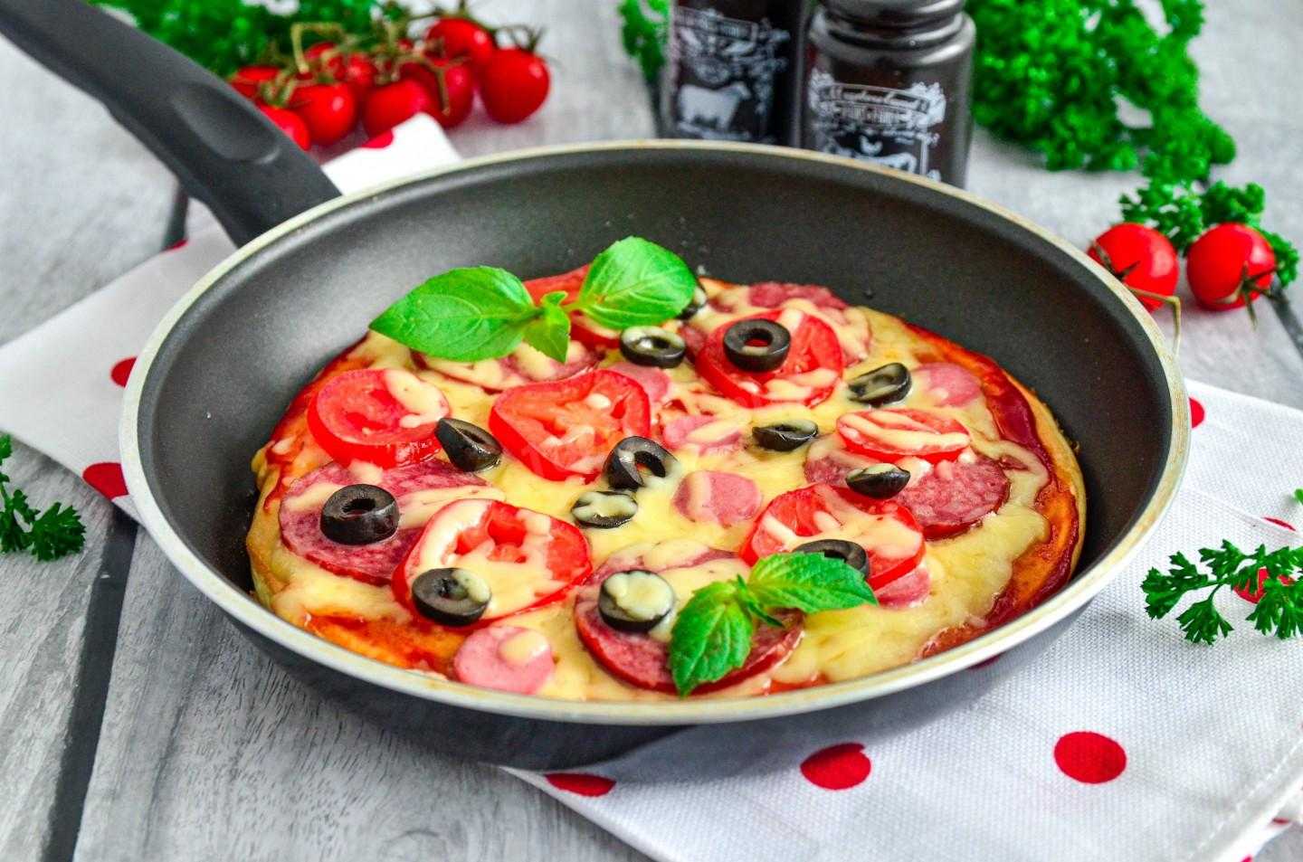 Быстрая пицца на сковороде за 10 минут фоторецепт.ru